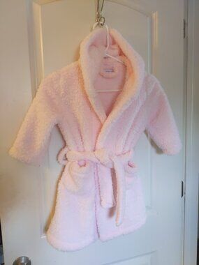 Pottery Barn Kids Pink Solid Sherpa Robe 2T - 3T Monogram removed